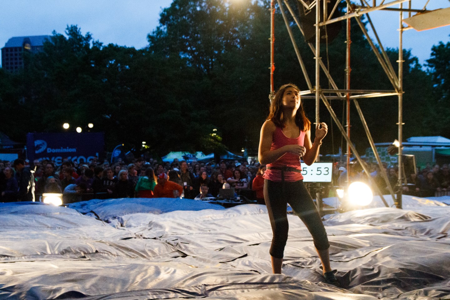 Climber looking at and sequencing a climb