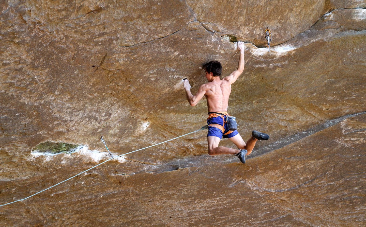 Clay Gordon on "Thug Life" at the Red River Gorge. Photo credit: Jennie Jariel